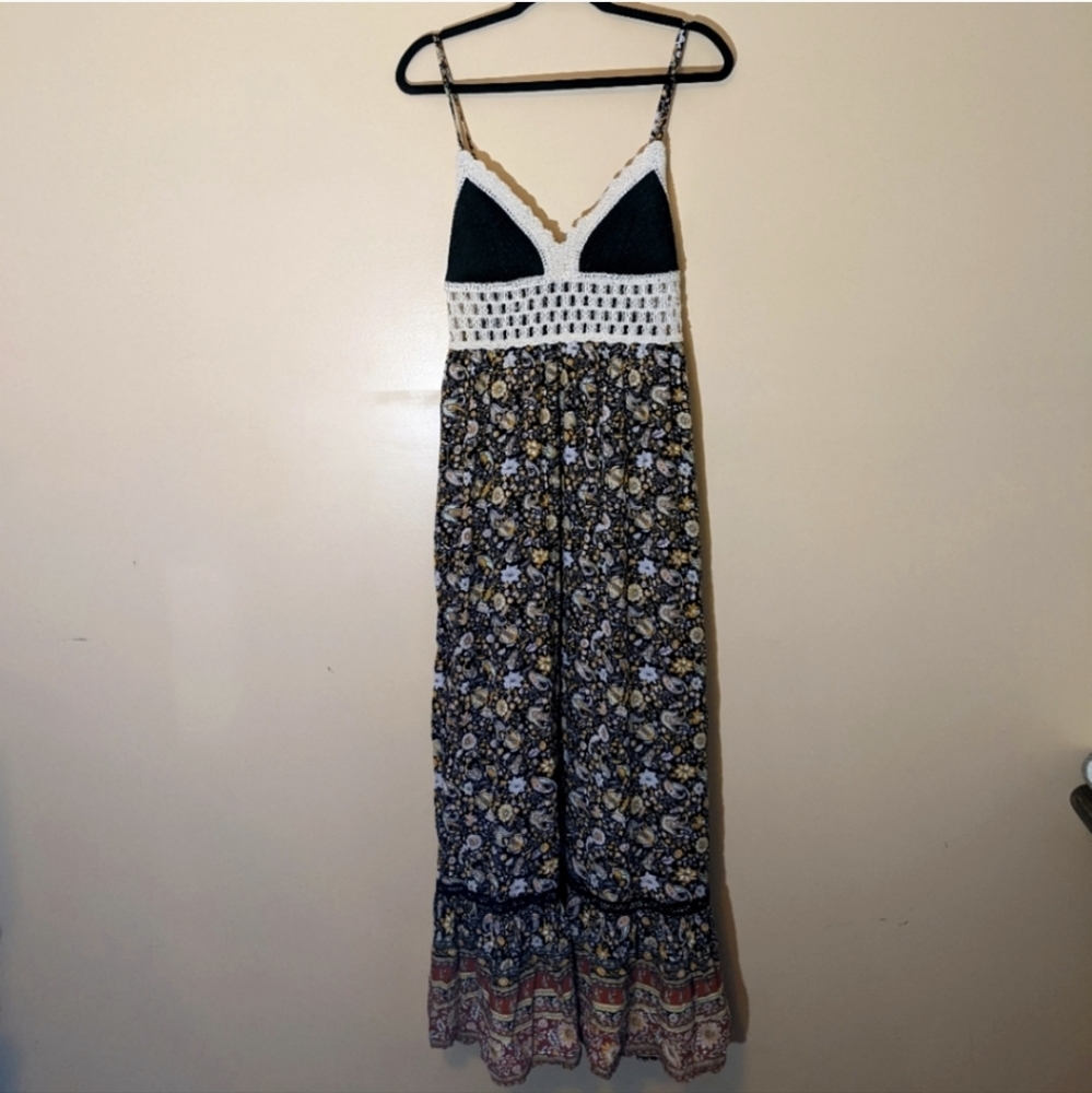 Forever 21| NWOT Knit Top Floral Maxi Spaghetti Strap Bohemian Dress Lined - Picture 2 of 16